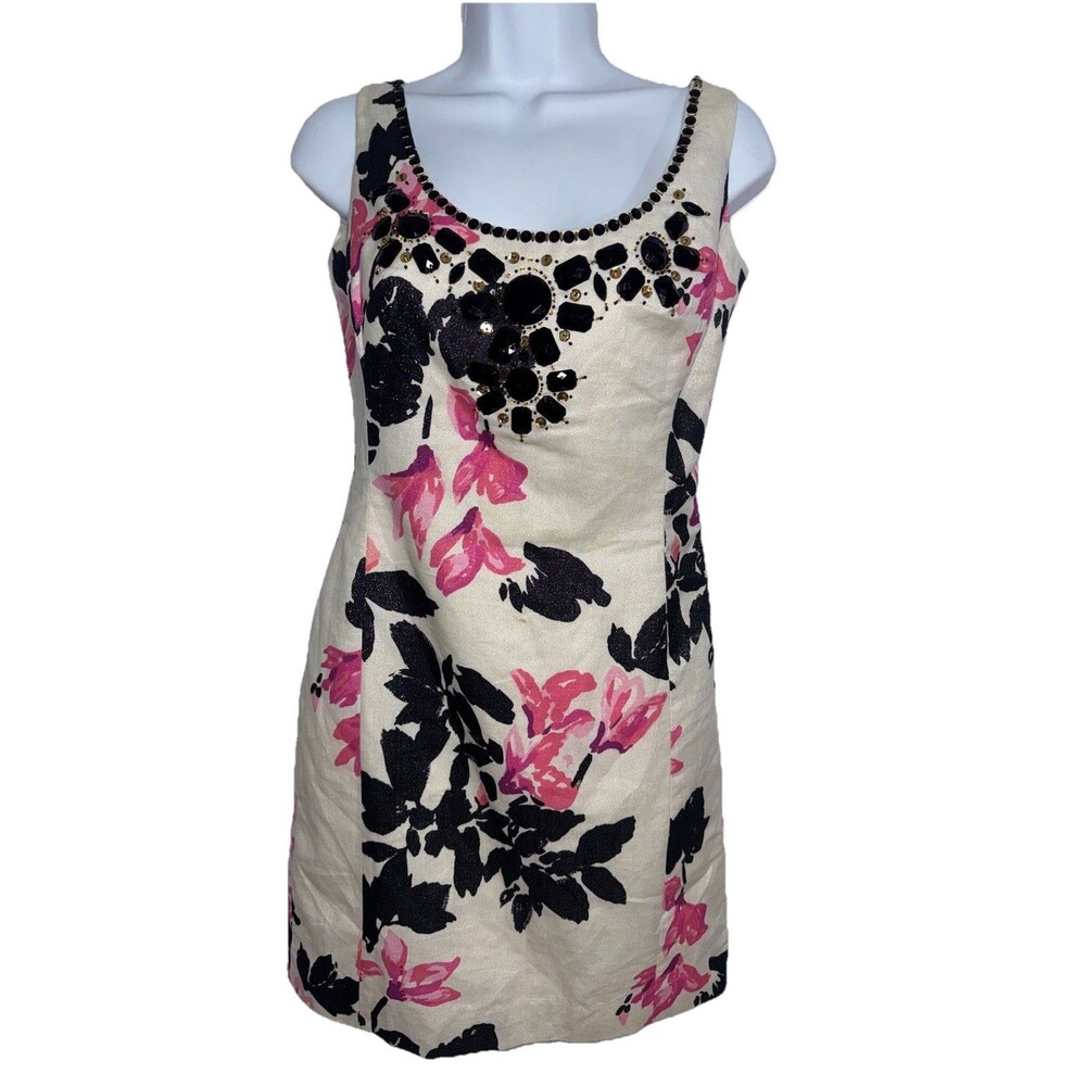Lilly Pulitzer Portia Cameo Stroke Midnight Fancy Dress White Black Women 0